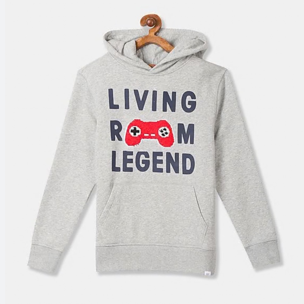 GAP Gray Sequin Flippy Gamer Hoodie